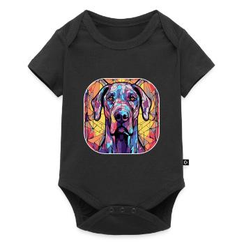 Coloré Grand Danois Race de Chien Aquarelle Verre Pai - Body à manches courtes Premium Bébé - noir - Devant