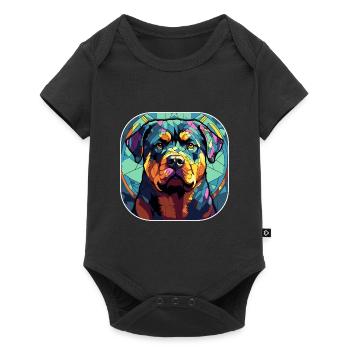 Coloré Rottweiler Dog Breed Aquarelle Glass Pai - Body à manches courtes Premium Bébé - noir - Devant