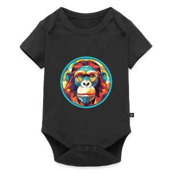 Ape Aquarelle colorée Animal Animal Illustration - Body à manches courtes Premium Bébé - noir - Devant