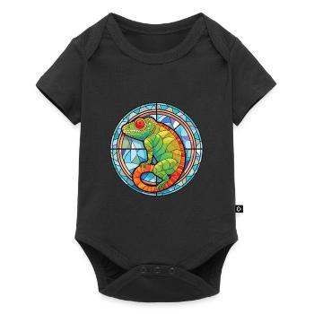 Chameleon Colorful Watercolor Animal Illustration - Baby Premium short-sleeve bodysuit - black - Front