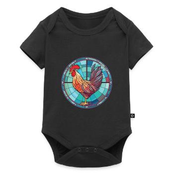 Huhn Bunte Aquarell-Tierillustration - Baby Premium Kurzarmbody - Schwarz - Vorne