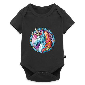 Unicorn Colorful Watercolor Animal Illustration - Baby Premium short-sleeve bodysuit - black - Front