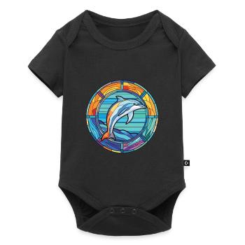 Dolphin Colorful Watercolor Animal Illustration - Baby Premium short-sleeve bodysuit - black - Front