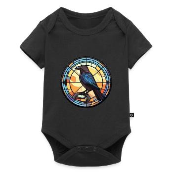 Crow Colorful Watercolor Animal Pet Illustration - Baby Premium short-sleeve bodysuit - black - Front