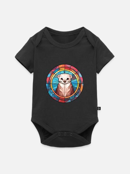 Frettchen Buntes Aquarell Tier Haustier Illustration - Baby Premium Kurzarmbody - Schwarz