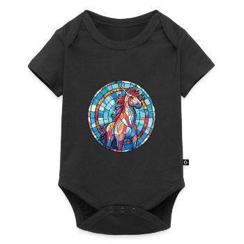 Unicorn Colorful Watercolor Animal Illustration - Baby Premium short-sleeve bodysuit - black - Front