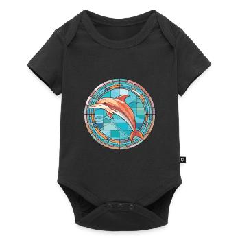 Dolphin Colorful Watercolor Animal Illustration - Baby Premium short-sleeve bodysuit - black - Front