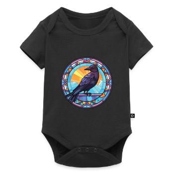 Crow Colorful Watercolor Animal Pet Illustration - Baby Premium short-sleeve bodysuit - black - Front