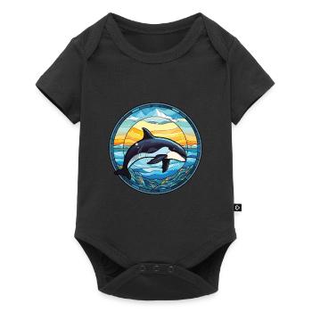 Orca Colorful Watercolor Animal Pet Illustration - Baby Premium short-sleeve bodysuit - black - Front