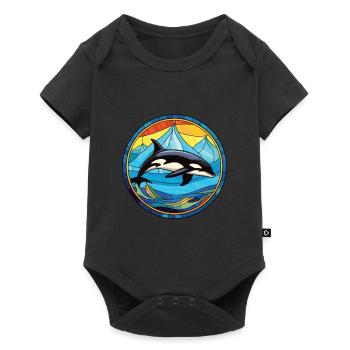 Orca Colorful Watercolor Animal Pet Illustration - Baby Premium short-sleeve bodysuit - black - Front