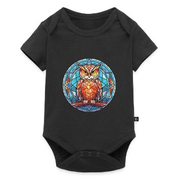 Hibou Aquarelle colorée Animal Animal Illustration - Body à manches courtes Premium Bébé - noir - Devant