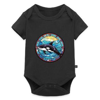 Orca Colorful Watercolor Animal Pet Illustration - Baby Premium short-sleeve bodysuit - black - Front
