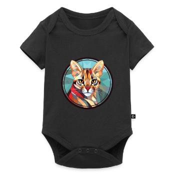 Ocelot Cat Colorful Watercolor Animal Illustration - Baby Premium short-sleeve bodysuit - black - Front