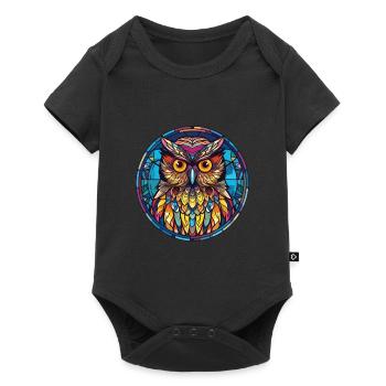 Hibou Aquarelle colorée Animal Animal Illustration - Body à manches courtes Premium Bébé - noir - Devant
