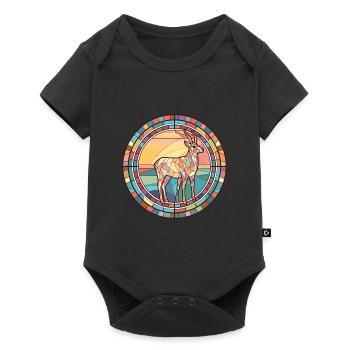 Saiga Colorful Watercolor Animal Pet Illustration - Baby Premium short-sleeve bodysuit - black - Front