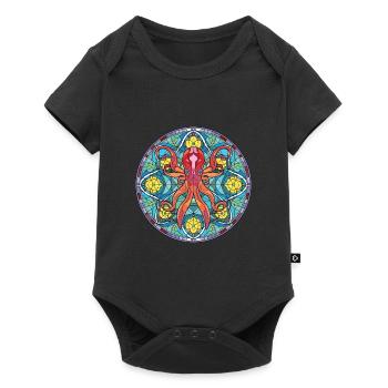Squid Colorful Watercolor Animal Pet Illustration - Baby Premium short-sleeve bodysuit - black - Front