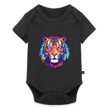 Tiger Colorful Watercolor Animal Pet Illustration - Baby Premium short-sleeve bodysuit - black - Front