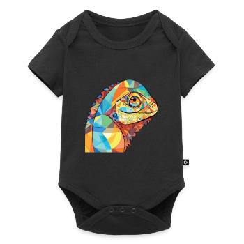 Chameleon Colorful Watercolor Animal Illustration - Baby Premium short-sleeve bodysuit - black - Front