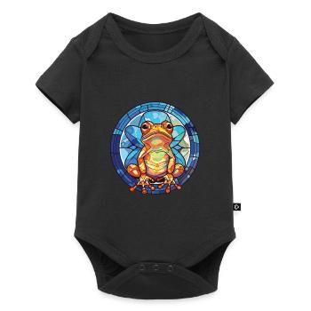 Frosch Buntes Aquarell Tier Haustier Illustration - Baby Premium Kurzarmbody - Schwarz - Vorne