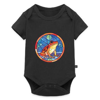Frosch Buntes Aquarell Tier Haustier Illustration - Baby Premium Kurzarmbody - Schwarz - Vorne