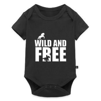 WILD AND FREE - PFERD - PFERDE - REITEN - Baby Premium Kurzarmbody - Schwarz - Vorne