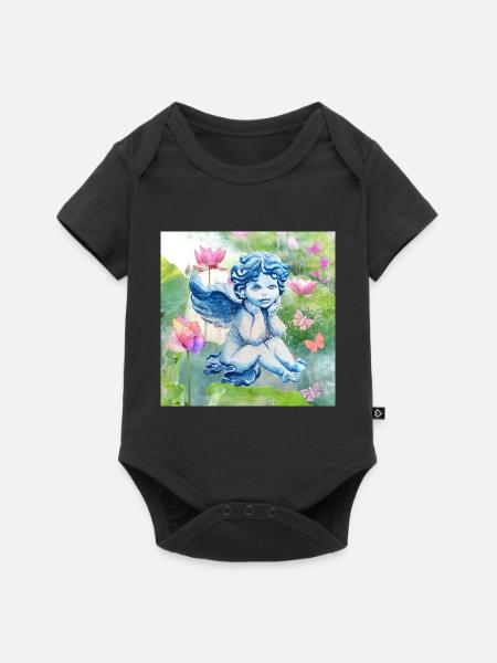 Engel und Schmetterlinge - Baby Premium Kurzarmbody - Schwarz