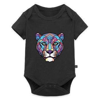 Panthère Aquarelle colorée Illustration d’animaux - Body à manches courtes Premium Bébé - noir - Devant