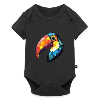 Toucan Aquarelle colorée Animal Animal Illustration - Body à manches courtes Premium Bébé - noir - Devant