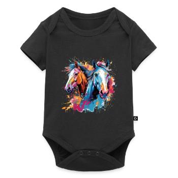 Horses, horses - Baby Premium short-sleeve bodysuit - black - Front