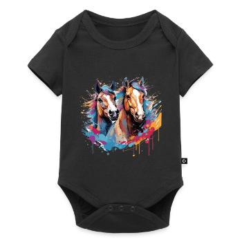 Horses, horses - Baby Premium short-sleeve bodysuit - black - Front