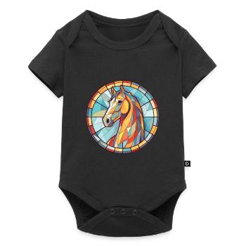 Horse Colorful Watercolor Animal Pet Illustration - Baby Premium short-sleeve bodysuit - black - Front