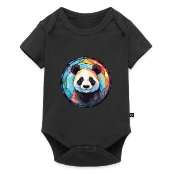 Panda Colorful Watercolor Animal Pet Illustration - Baby Premium short-sleeve bodysuit - black - Front