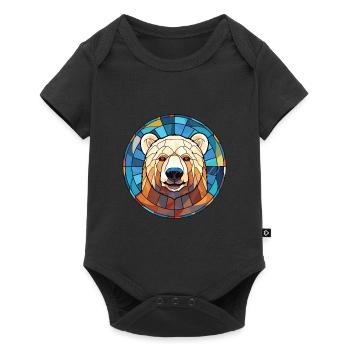 Bear Colorful Watercolor Animal Pet Illustration - Baby Premium short-sleeve bodysuit - black - Front