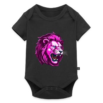 Tête de Lion Rose - Body à manches courtes Premium Bébé - noir - Devant