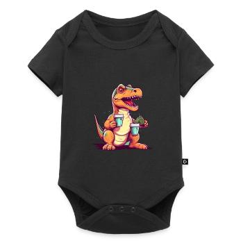 Dino Coffee Morning Muffle Dinosaur - Baby Premium short-sleeve bodysuit - black - Front