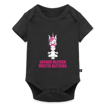 EINHORN - YOGA - LOCKER BLEIBEN. WEITER GLITZERN. - Baby Premium Kurzarmbody - Schwarz - Vorne