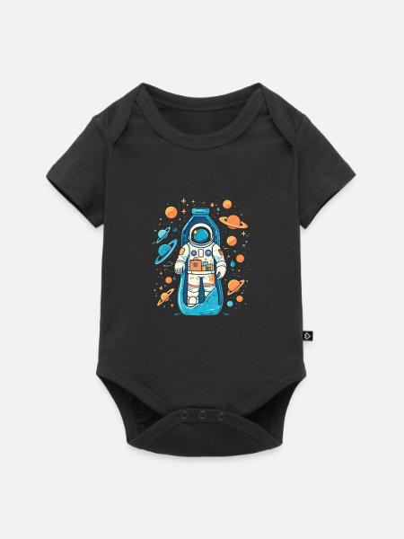 Astronaut Milchstrasse - Baby Premium Kurzarmbody - Schwarz