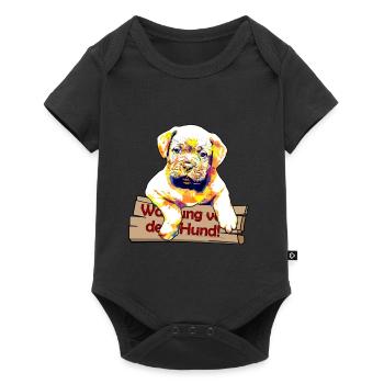 Avertissement sur le chien - Chiot mignon - Body à manches courtes Premium Bébé - noir - Devant