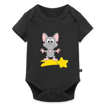 RATTE - STERNSCHNUPPE - STERNE - TIER - TIERISCH - Baby Premium Kurzarmbody - Schwarz - Vorne