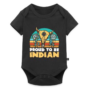 Crâne amérindien Aigle américain - Body à manches courtes Premium Bébé - noir - Devant