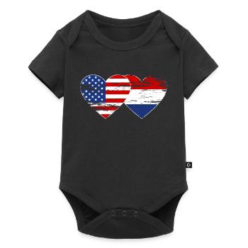 Cœur de drapeau hollandais américain utilisé - Body à manches courtes Premium Bébé - noir - Devant