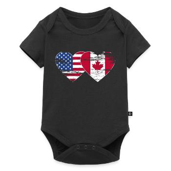 États-Unis, Canada, Drapeau Coeur Utilisé - Body à manches courtes Premium Bébé - noir - Devant