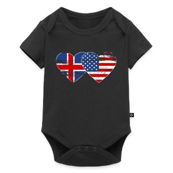 Iceland USA flag heart used - Baby Premium short-sleeve bodysuit - black - Front