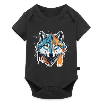 Geometric Wolf Head - Baby Premium short-sleeve bodysuit - black - Front