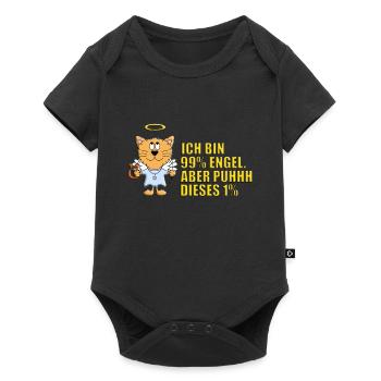 KATZE - KATER - KATZEN - TIER - TIERE - ENGEL - Baby Premium Kurzarmbody - Schwarz - Vorne
