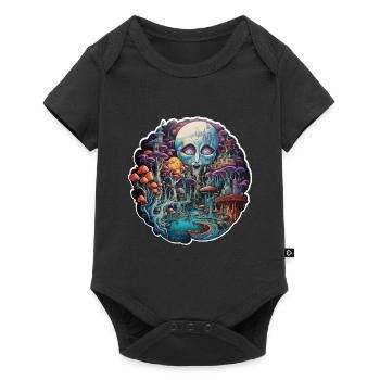 Alien im Pilzland - Baby Premium Kurzarmbody - Schwarz - Vorne