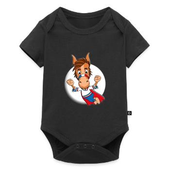 PFERD - SUPERHELD - MONDSCHEIN - HELD - PONY - Baby Premium Kurzarmbody - Schwarz - Vorne