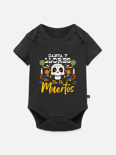 Mexiko Muertos Blumen - Baby Premium Kurzarmbody - Schwarz