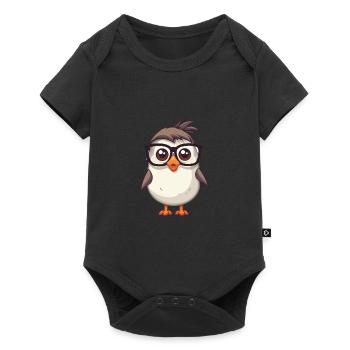 Moineau à lunettes Dessin animé Kawaii Illustration - Body à manches courtes Premium Bébé - noir - Devant