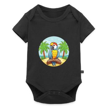 Parrot Cartoon Yoga Beach Summer Illustration - Baby Premium short-sleeve bodysuit - black - Front